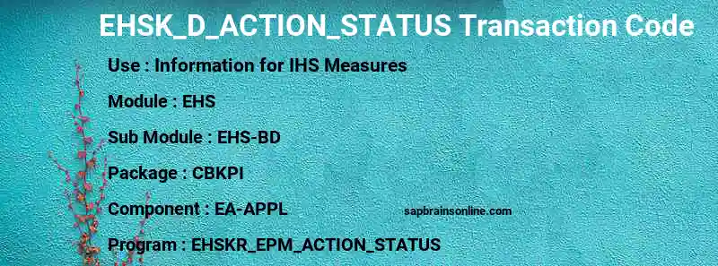 SAP EHSK_D_ACTION_STATUS transaction code