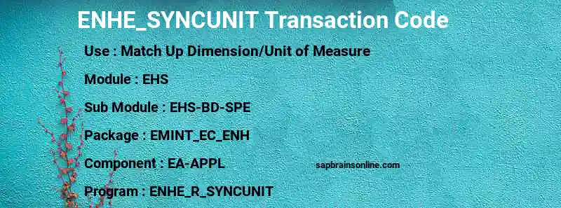 SAP ENHE_SYNCUNIT transaction code