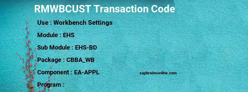 SAP RMWBCUST transaction code
