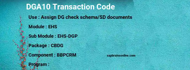 SAP DGA10 transaction code