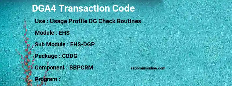 SAP DGA4 transaction code