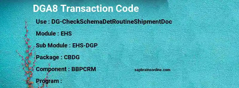 SAP DGA8 transaction code