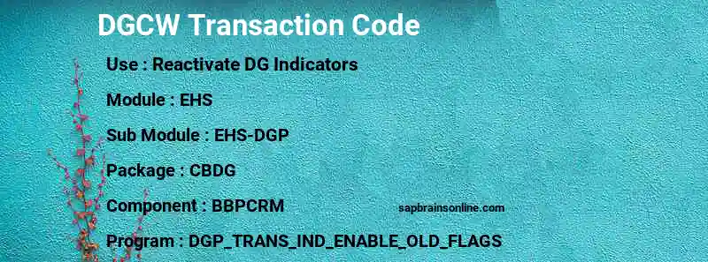 SAP DGCW transaction code