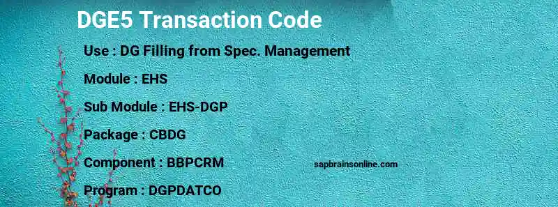 SAP DGE5 transaction code