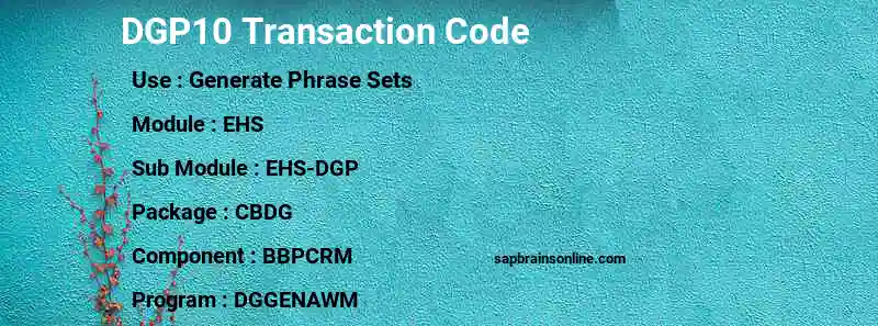 SAP DGP10 transaction code