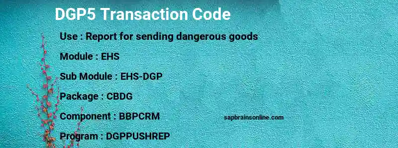 SAP DGP5 transaction code