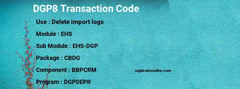 SAP DGP8 transaction code