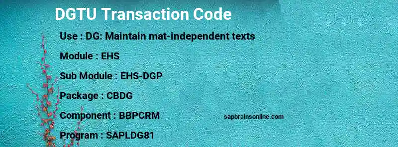 SAP DGTU transaction code