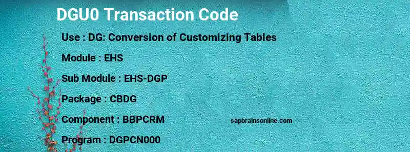 SAP DGU0 transaction code