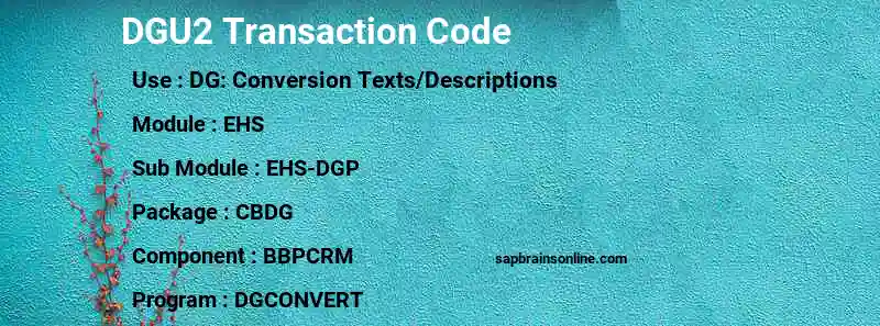 SAP DGU2 transaction code