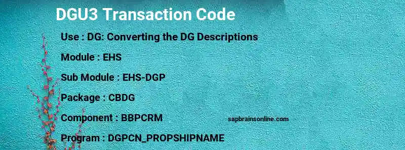 SAP DGU3 transaction code
