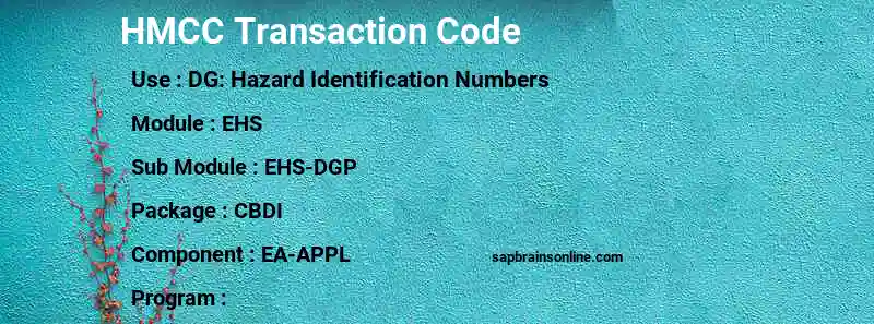 SAP HMCC transaction code