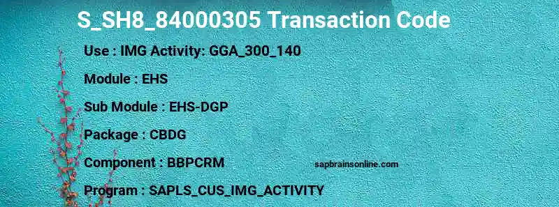 SAP S_SH8_84000305 transaction code