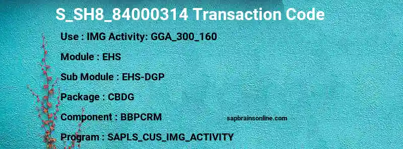 SAP S_SH8_84000314 transaction code
