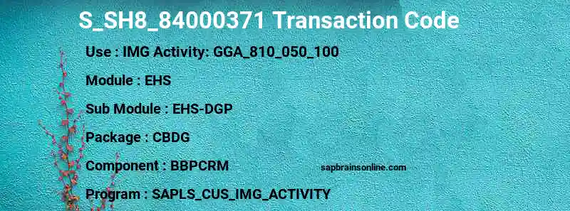 SAP S_SH8_84000371 transaction code
