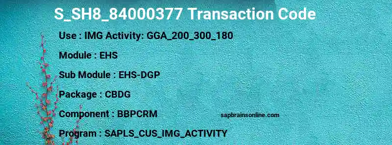 SAP S_SH8_84000377 transaction code