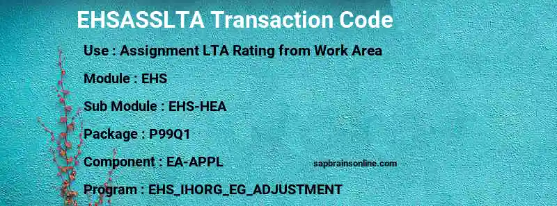 SAP EHSASSLTA transaction code