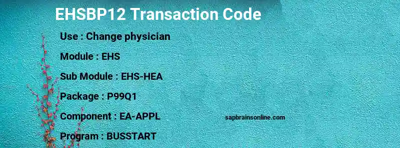 SAP EHSBP12 transaction code