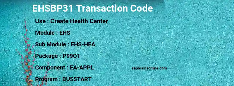 SAP EHSBP31 transaction code