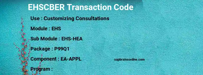 SAP EHSCBER transaction code