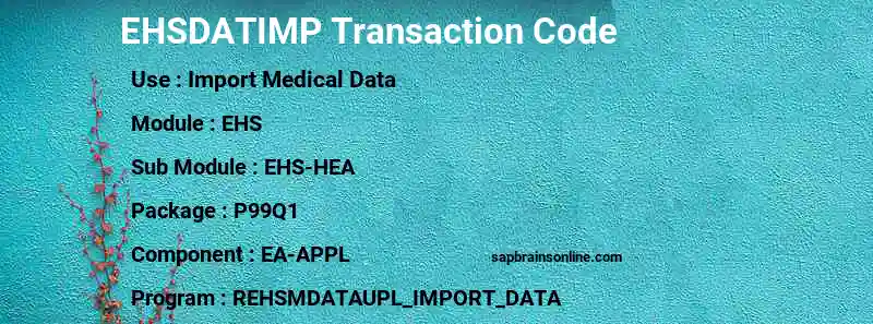 SAP EHSDATIMP transaction code