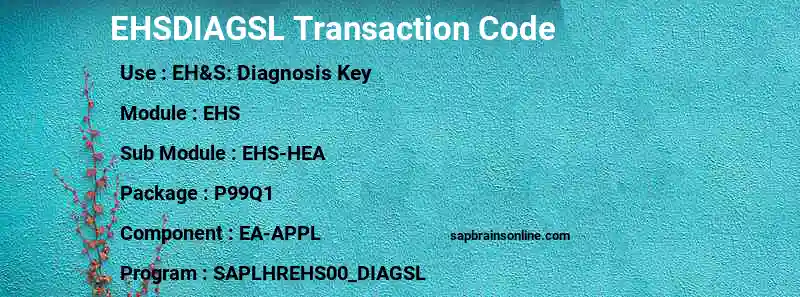 SAP EHSDIAGSL transaction code