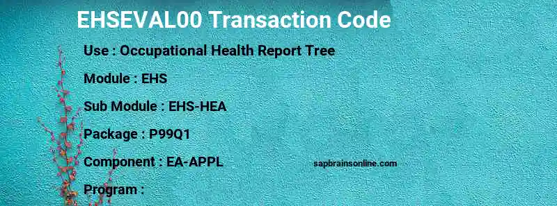 SAP EHSEVAL00 transaction code