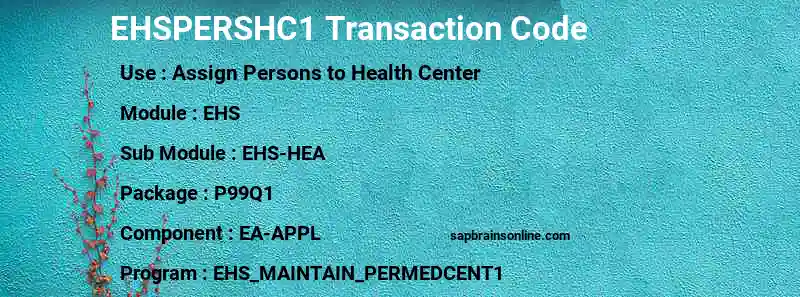 SAP EHSPERSHC1 transaction code