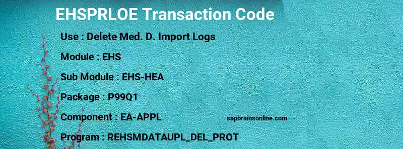 SAP EHSPRLOE transaction code