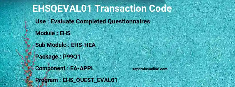 SAP EHSQEVAL01 transaction code