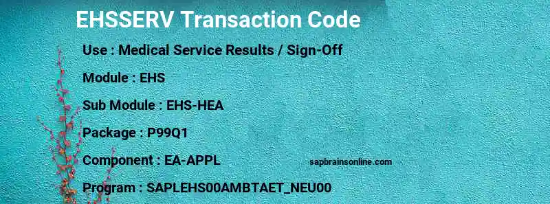 SAP EHSSERV transaction code