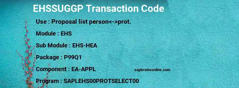 SAP EHSSUGGP transaction code