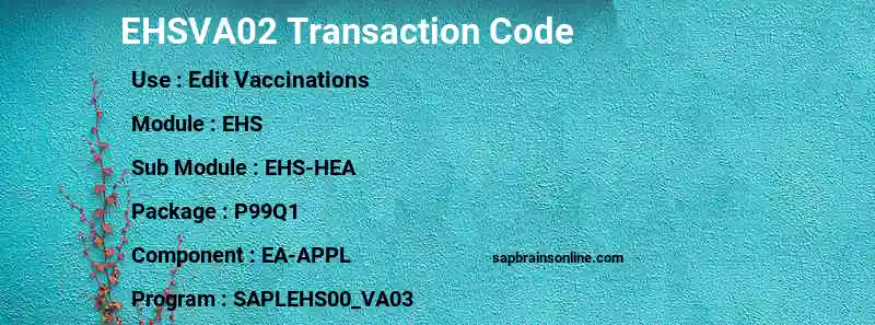 SAP EHSVA02 transaction code