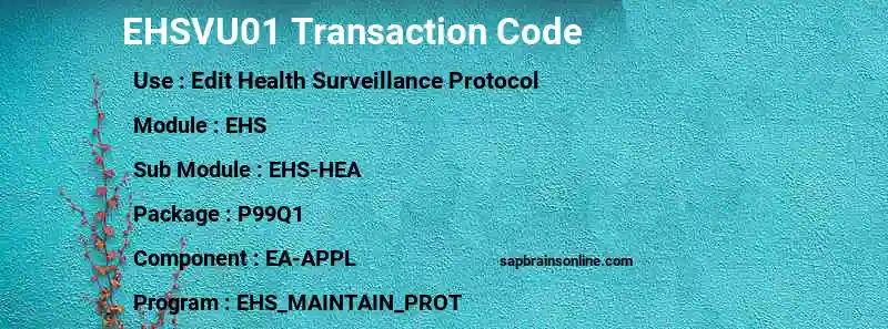 SAP EHSVU01 transaction code
