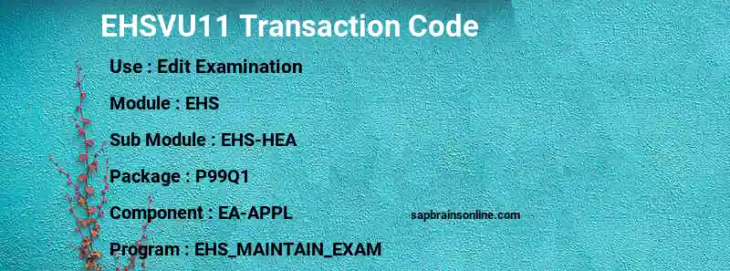 SAP EHSVU11 transaction code
