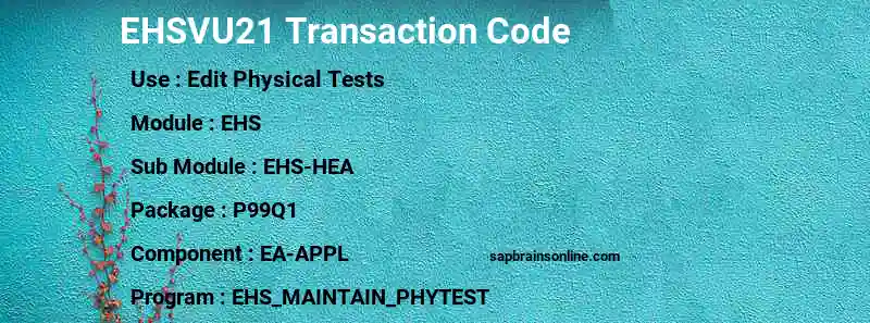 SAP EHSVU21 transaction code