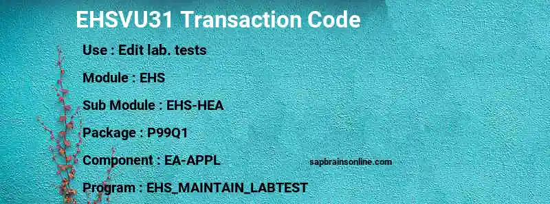 SAP EHSVU31 transaction code