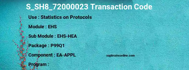 SAP S_SH8_72000023 transaction code