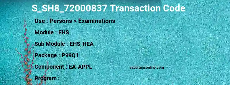 SAP S_SH8_72000837 transaction code