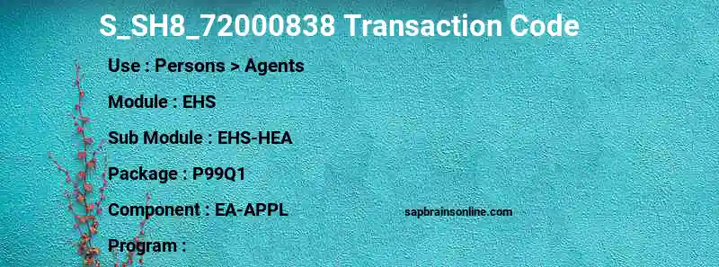 SAP S_SH8_72000838 transaction code