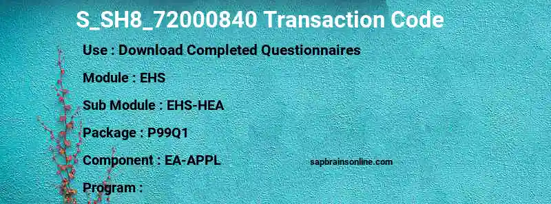 SAP S_SH8_72000840 transaction code