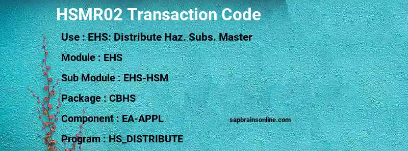 SAP HSMR02 transaction code