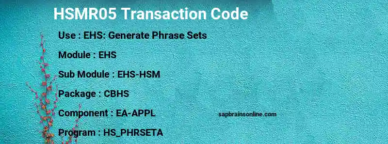 SAP HSMR05 transaction code