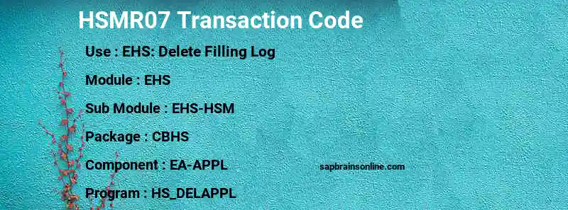 SAP HSMR07 transaction code