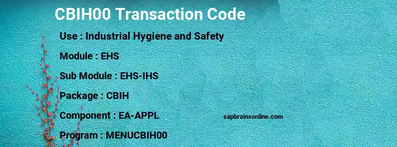 SAP CBIH00 transaction code