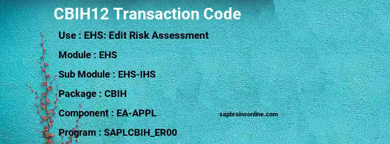SAP CBIH12 transaction code