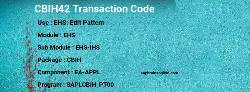 SAP CBIH42 transaction code