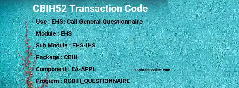 SAP CBIH52 transaction code