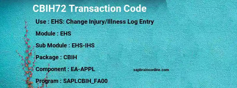 SAP CBIH72 transaction code