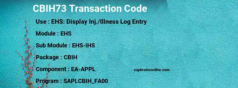 SAP CBIH73 transaction code